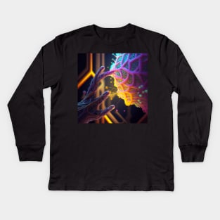 Microscopic Connection (Psychedelic Alien) Kids Long Sleeve T-Shirt